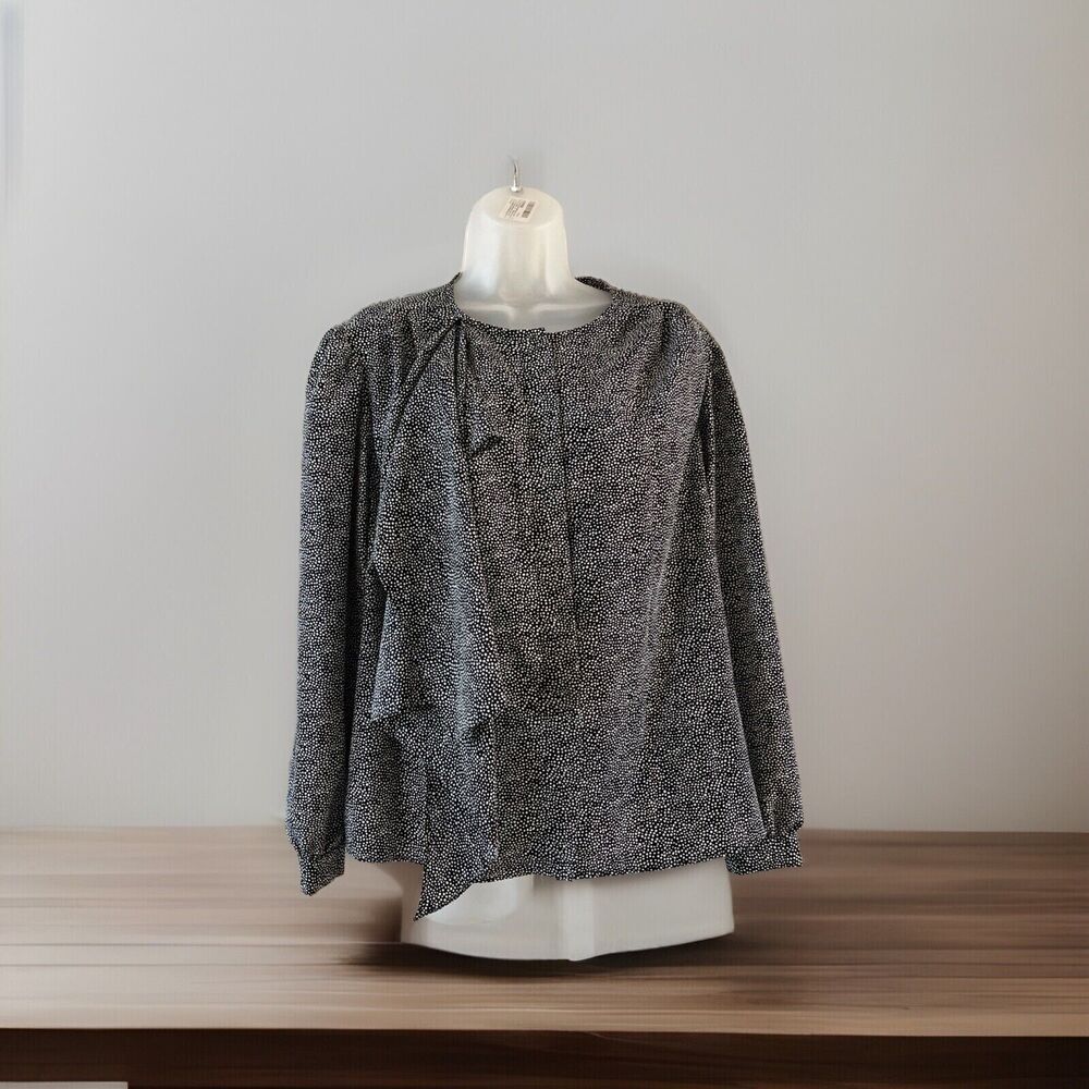 Vintage JR Bentley Polka Dot Long Sleeve Black And White Blouse Size 16